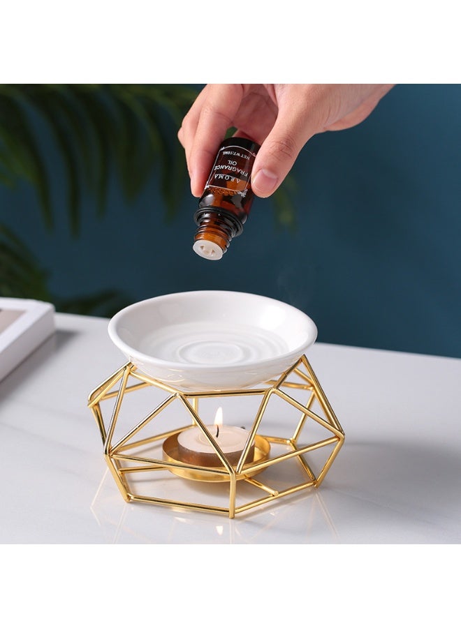 Delicate Romantic Iron Ceramic Aroma Wax Melt Warmer | Essential Oil Burner Candle Holder for Home Fragrance - Image 2